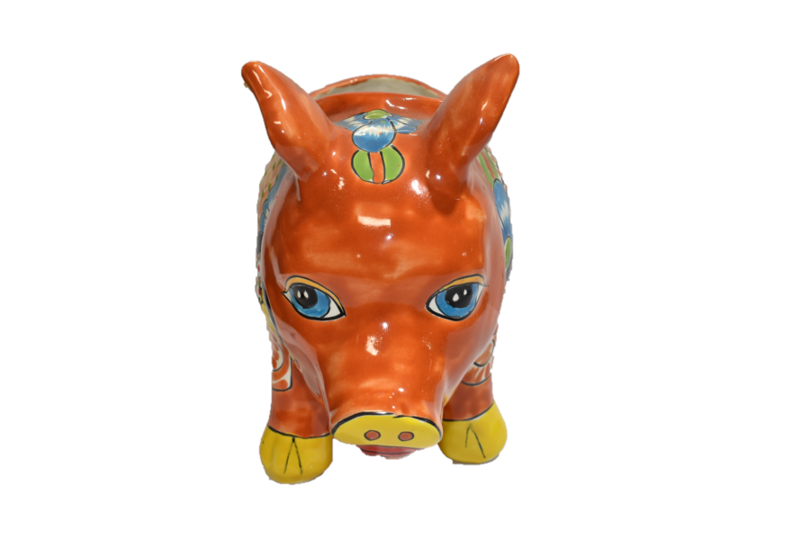 PIG PLANTER HANDCRAFTED IN TALAVERA SEVILLA BROWN DESIGN
