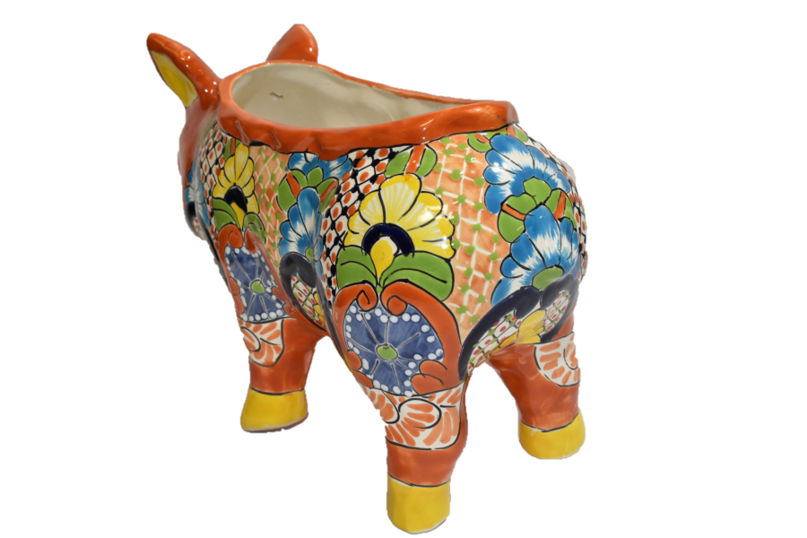 PIG PLANTER HANDCRAFTED IN TALAVERA SEVILLA BROWN DESIGN