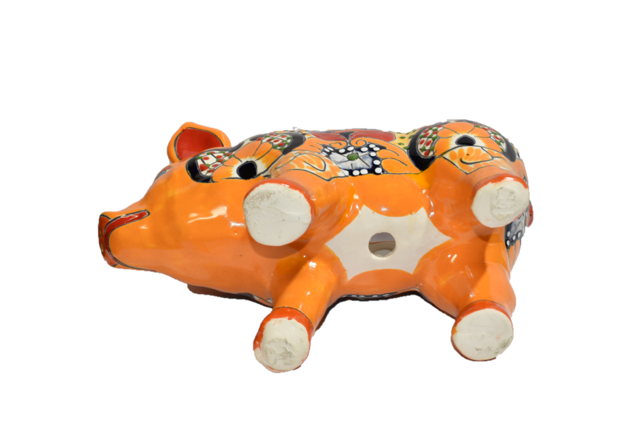 PIG PLANTER HANDCRAFTED IN TALAVERA SEVILLA YELLOW DESIGN
