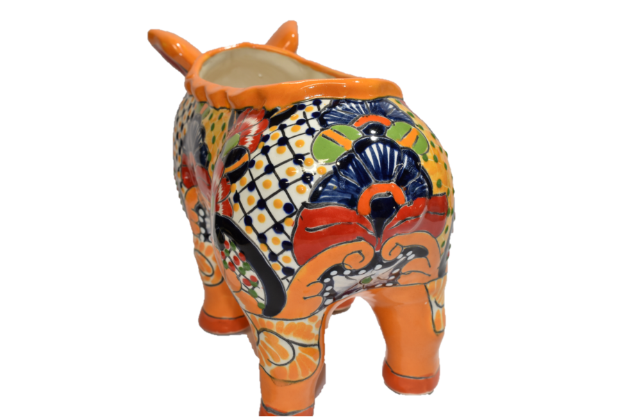 PIG PLANTER HANDCRAFTED IN TALAVERA SEVILLA YELLOW DESIGN