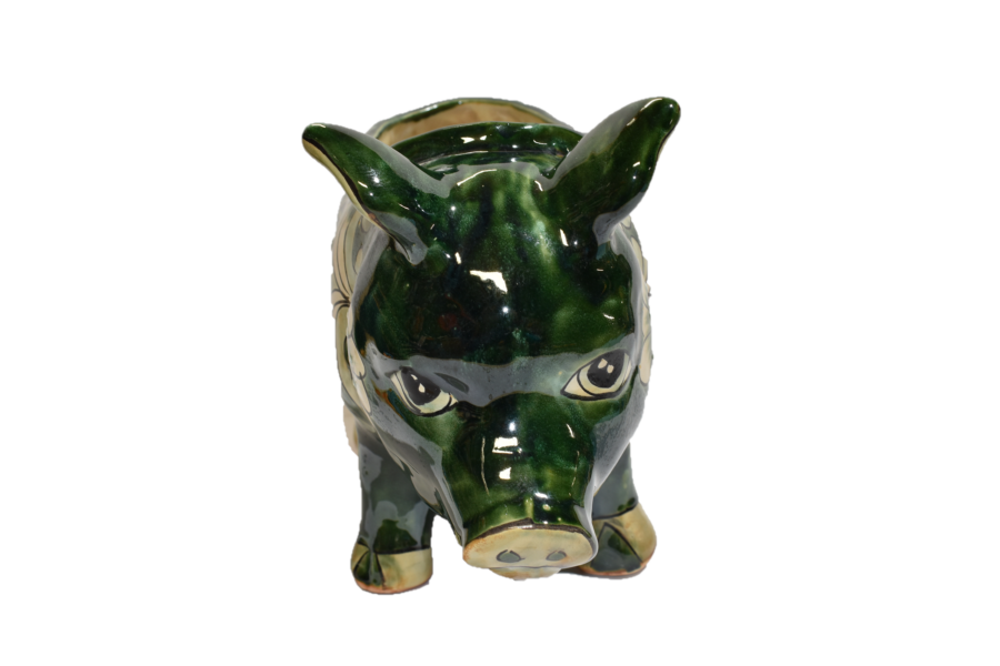 PIG PLANTER HANDCRAFTED IN TALAVERA GREEN DESIGN