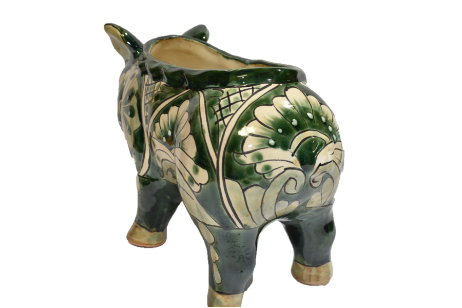PIG PLANTER HANDCRAFTED IN TALAVERA GREEN DESIGN