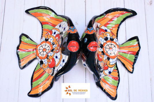 Angelfish- Hancrafted Talavera Ceramic in Puebla White Design