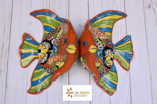 Angelfish- Hancrafted Talavera Ceramic in Sevilla Brown Design