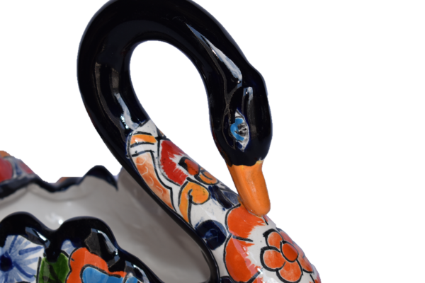Talavera- Puebla White Planter Style Ceramic Swan