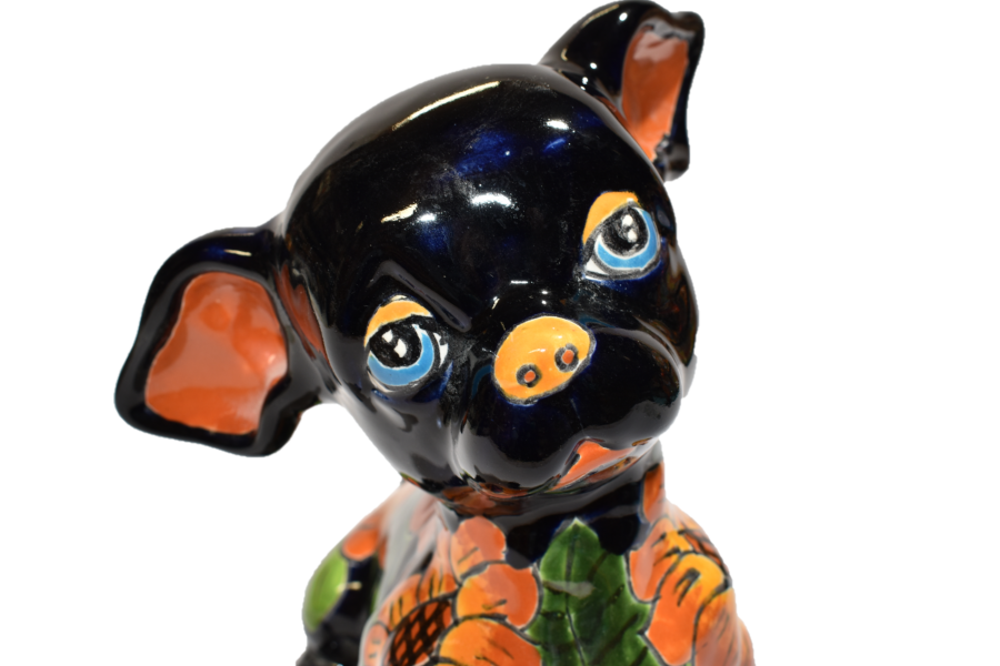 Sitting Sunflower Chihuahua Puppy Handmade Mexican Pottery
