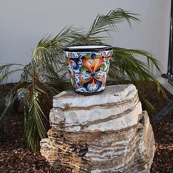 Ceramic flowerpot, colorful Spring