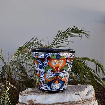 Ceramic flowerpot, colorful Spring