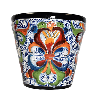 Ceramic flowerpot, colorful Spring