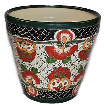 Ceramic flowerpot, Talavera Mayan-Style