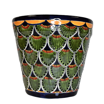 Ceramic flowerpot, Classic Peacock Green Design