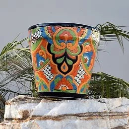 Ceramic flowerpot, colorful Talavera Classic Design