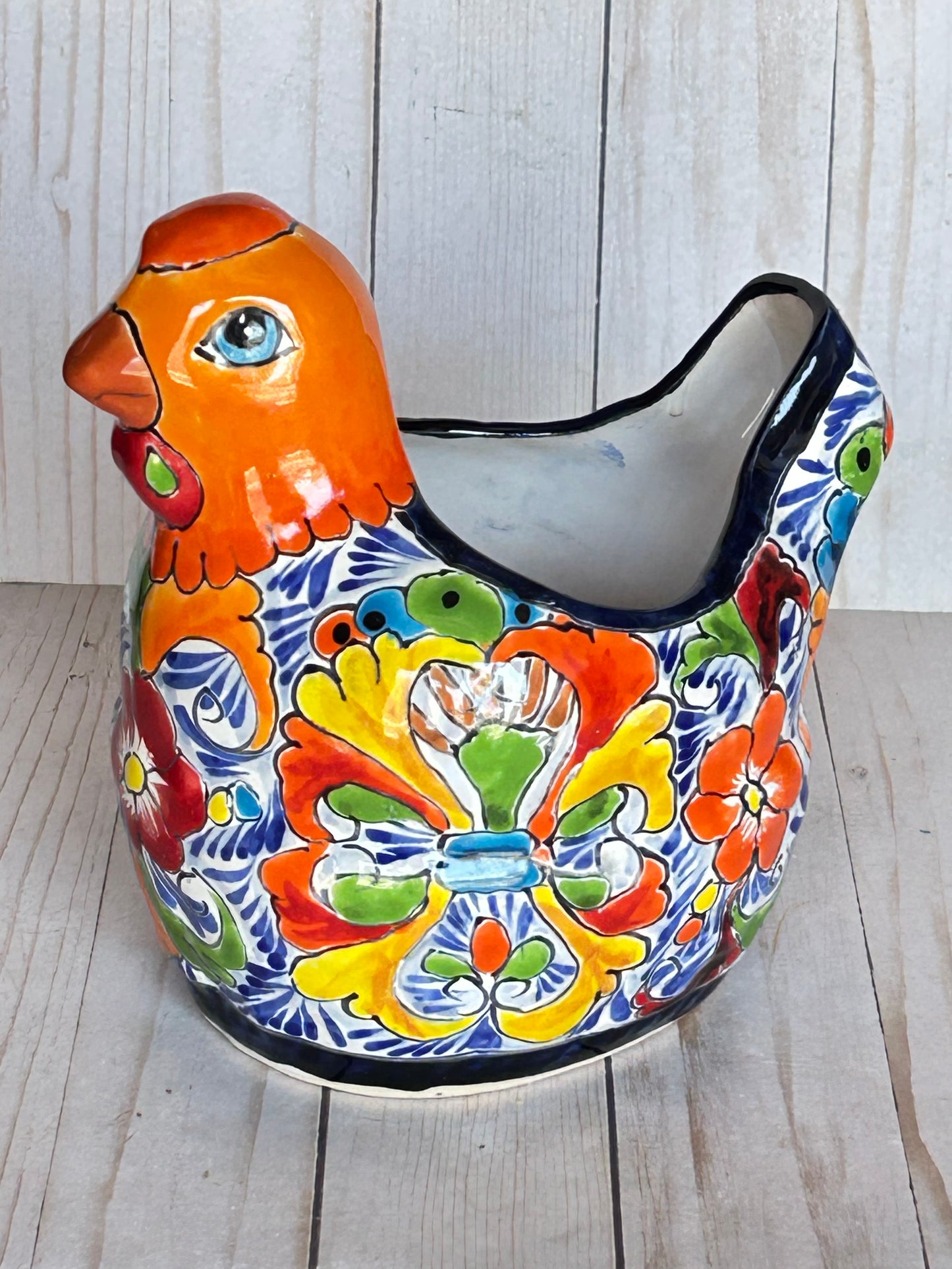 Handmade Talavera Ceramic Chicken Planters