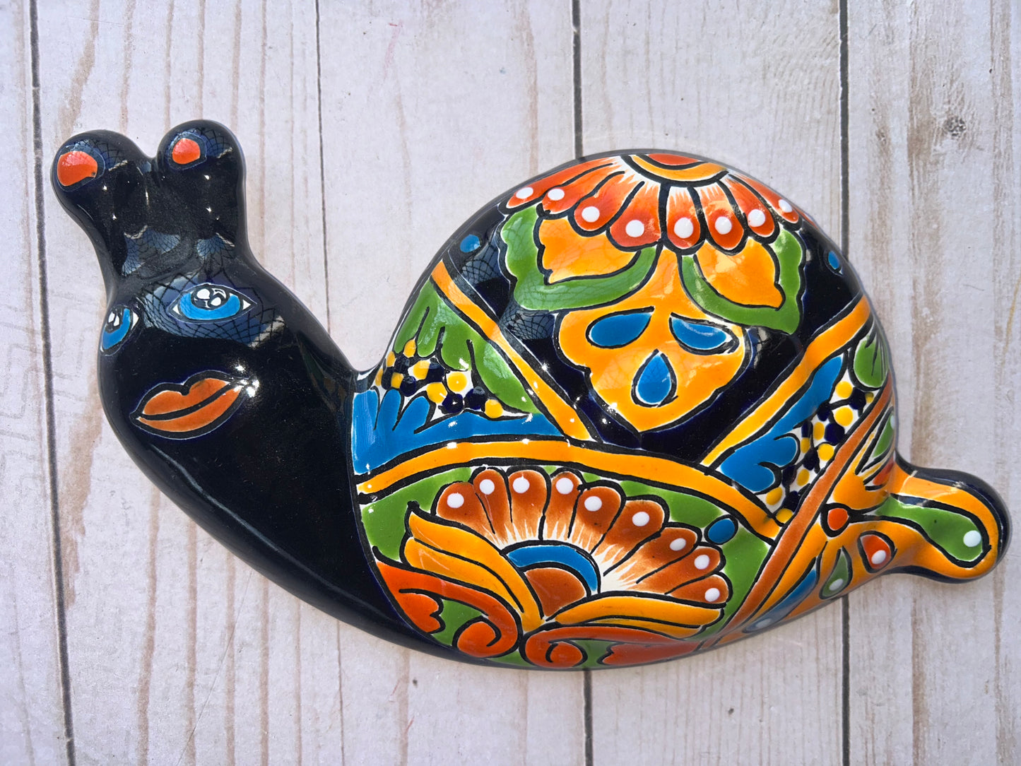 Hand-Painted Talavera Wall Snail Figurines