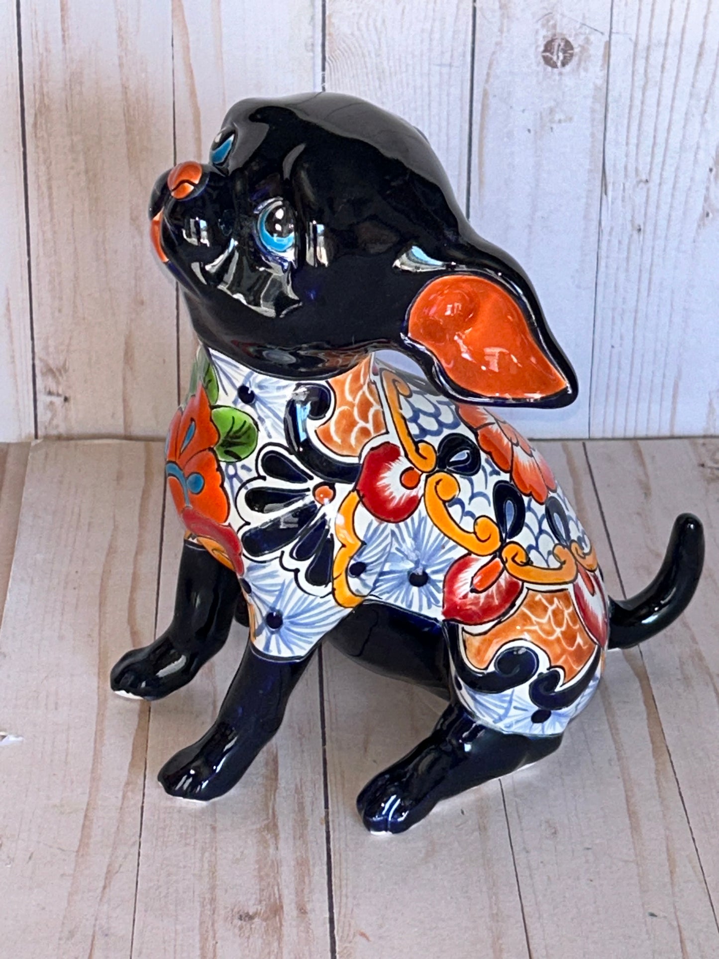 Sitting Handmade Talavera Chihuahua Figurines – Colorful Mexican Pottery Puppies