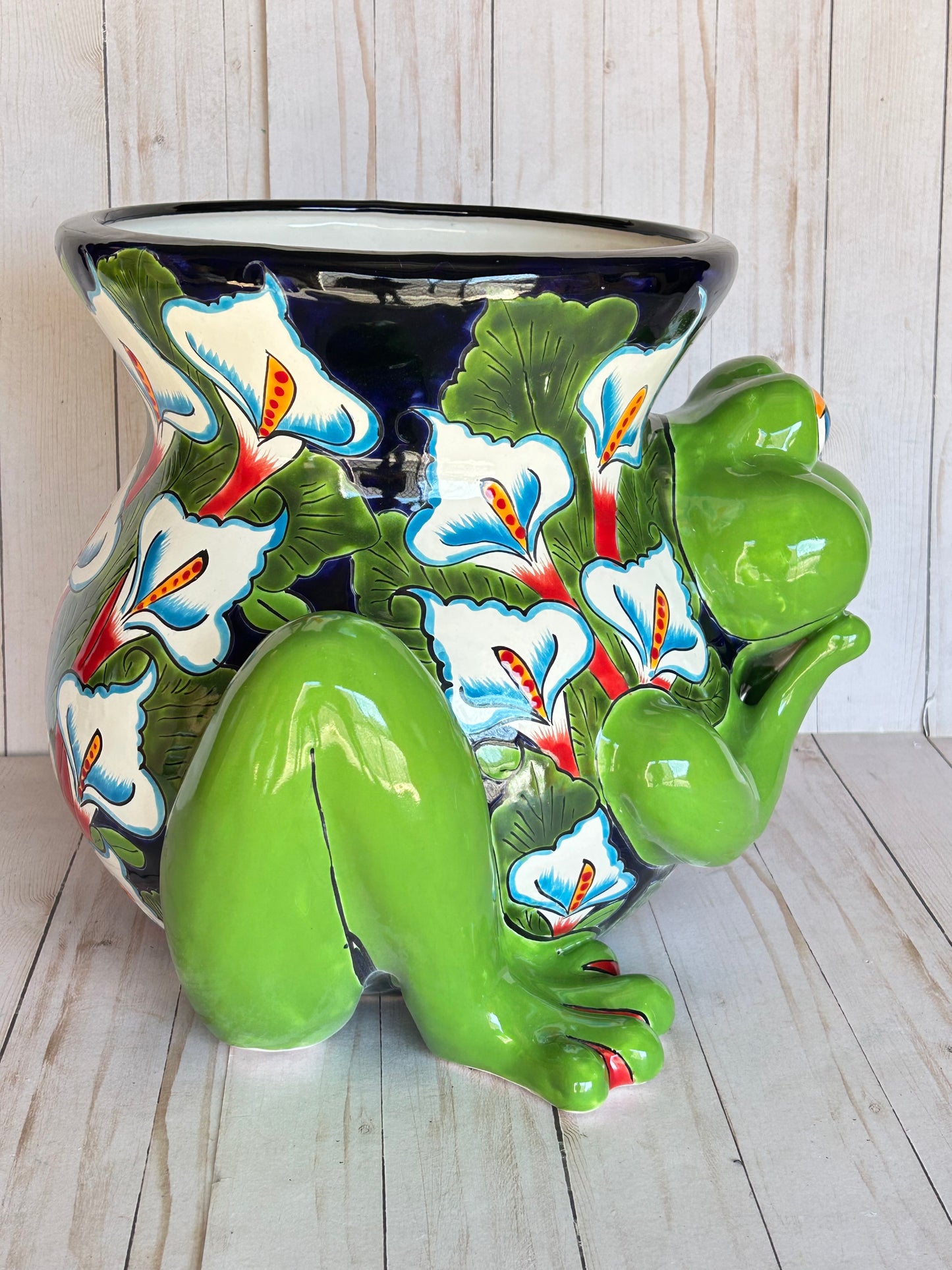 Talavera Frog Planter – Handmade Mexican Ceramic Frog Flower Pot