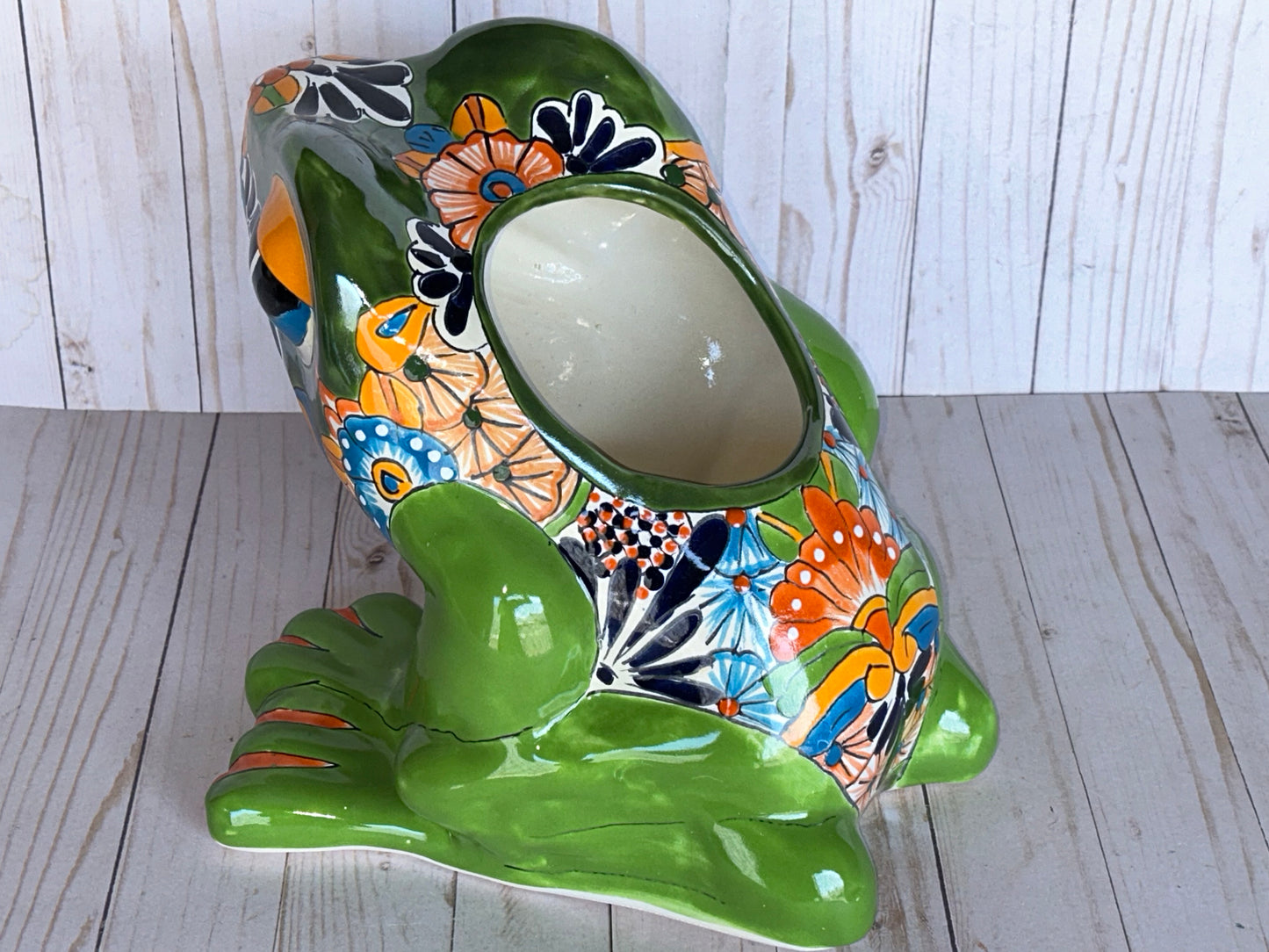 Talavera Flower Planter Frog
