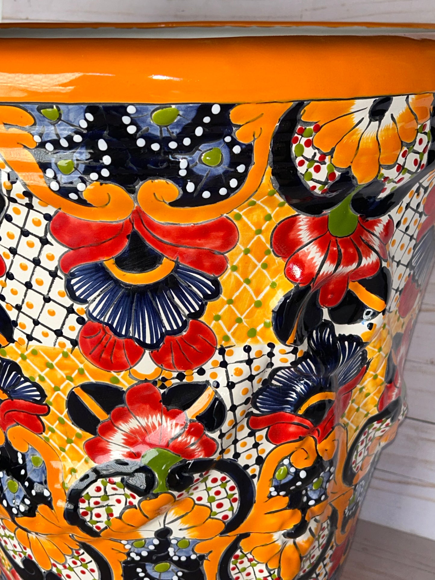 Jumbo Extra Large Handcrafted Talavera Planter – 21”H x 21” Top Diameter x 12.5” Bottom Diameter