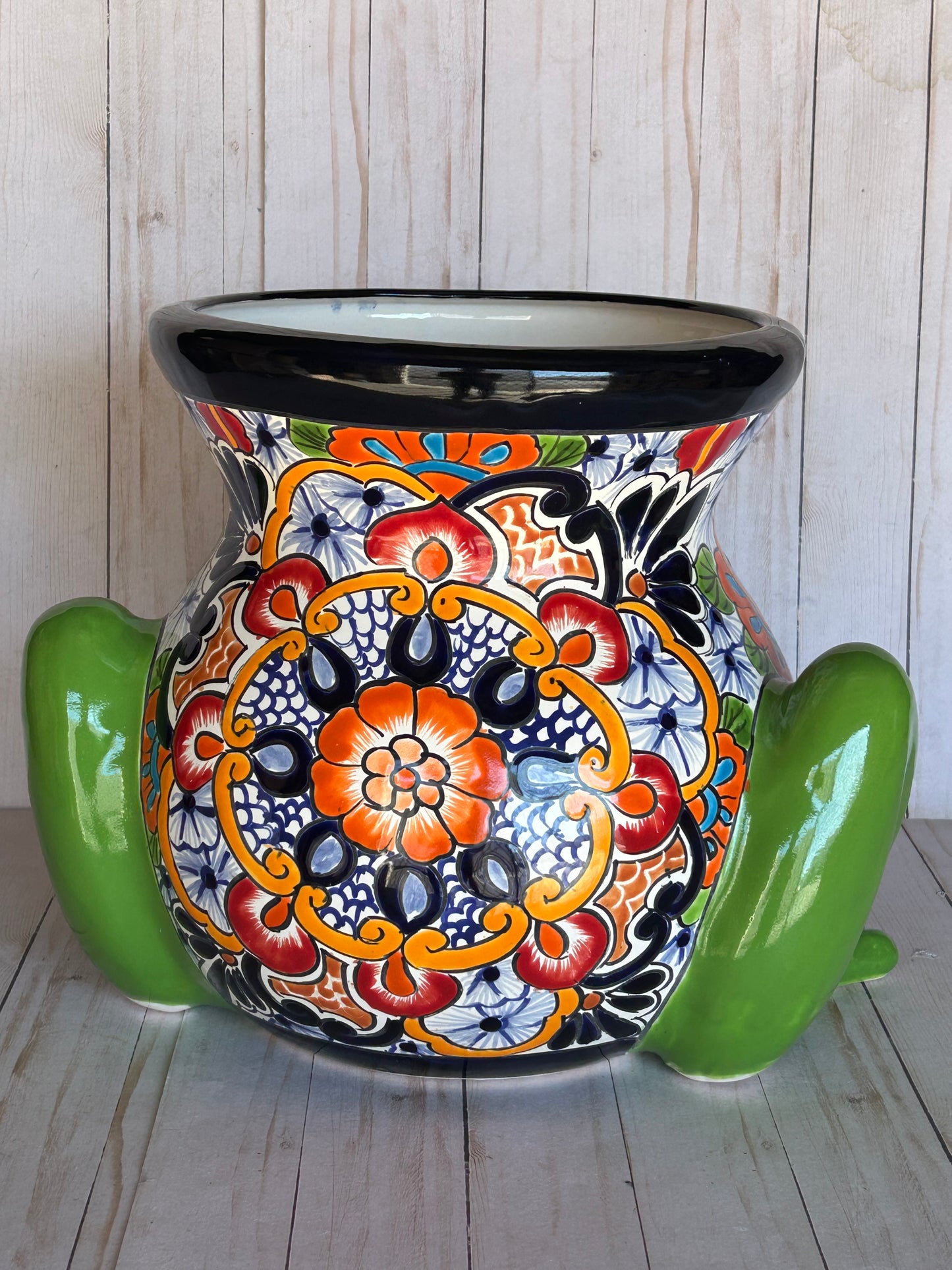 Talavera Frog Planter – Handmade Mexican Ceramic Frog Flower Pot