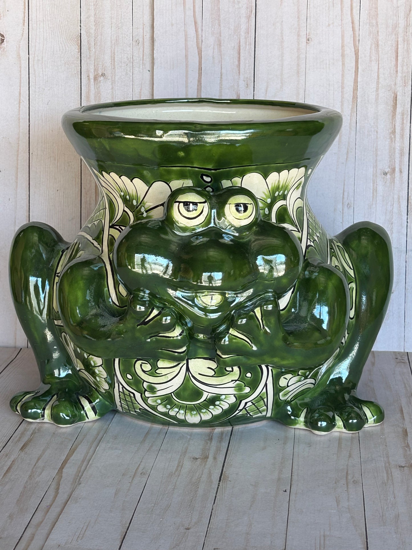Talavera Frog Planter – Handmade Mexican Ceramic Frog Flower Pot