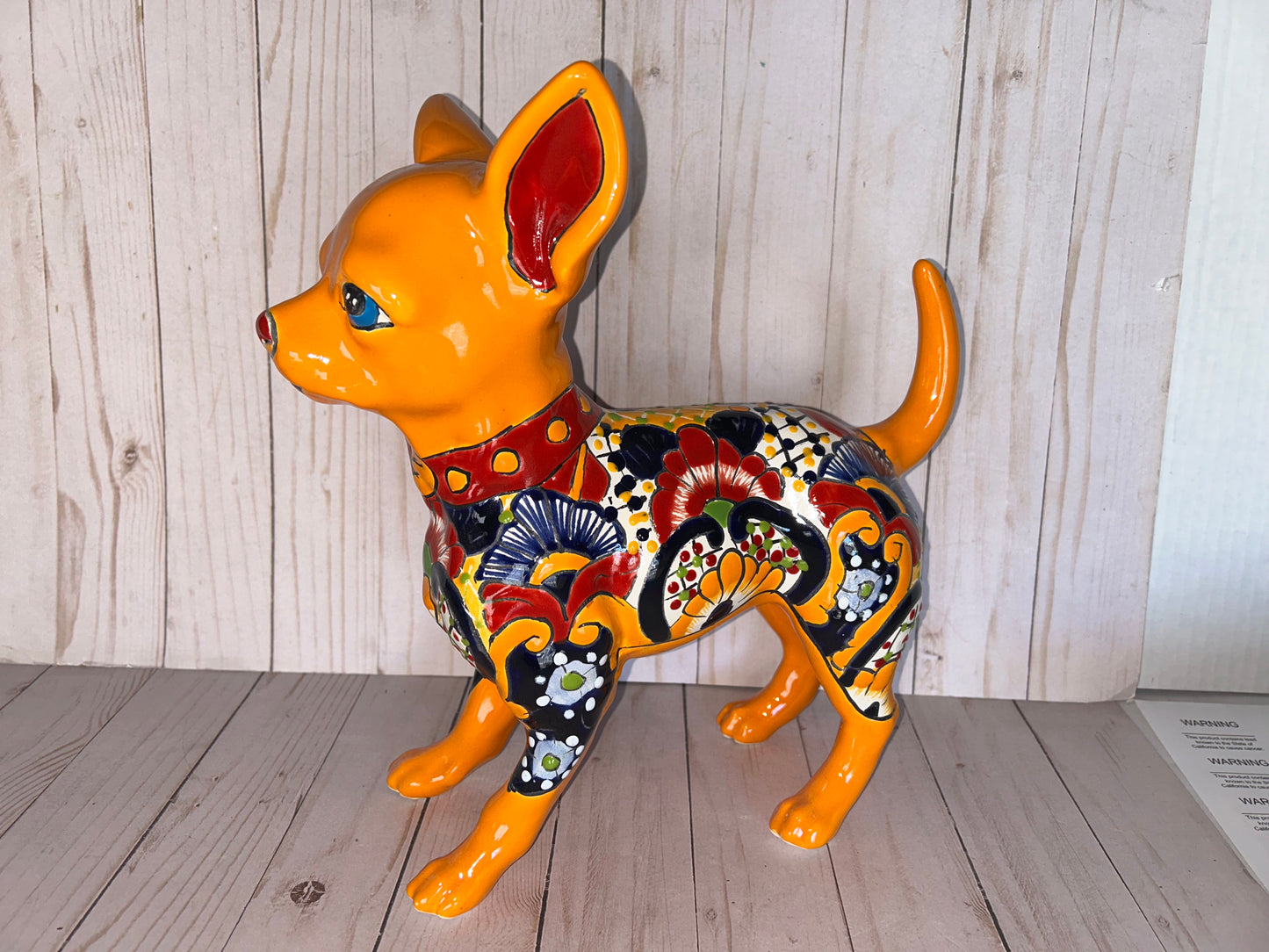 Adorable Large Talavera 13" Tall Ceramic Standing Chihuahua Dog
