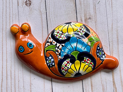 Hand-Painted Talavera Wall Snail Figurines