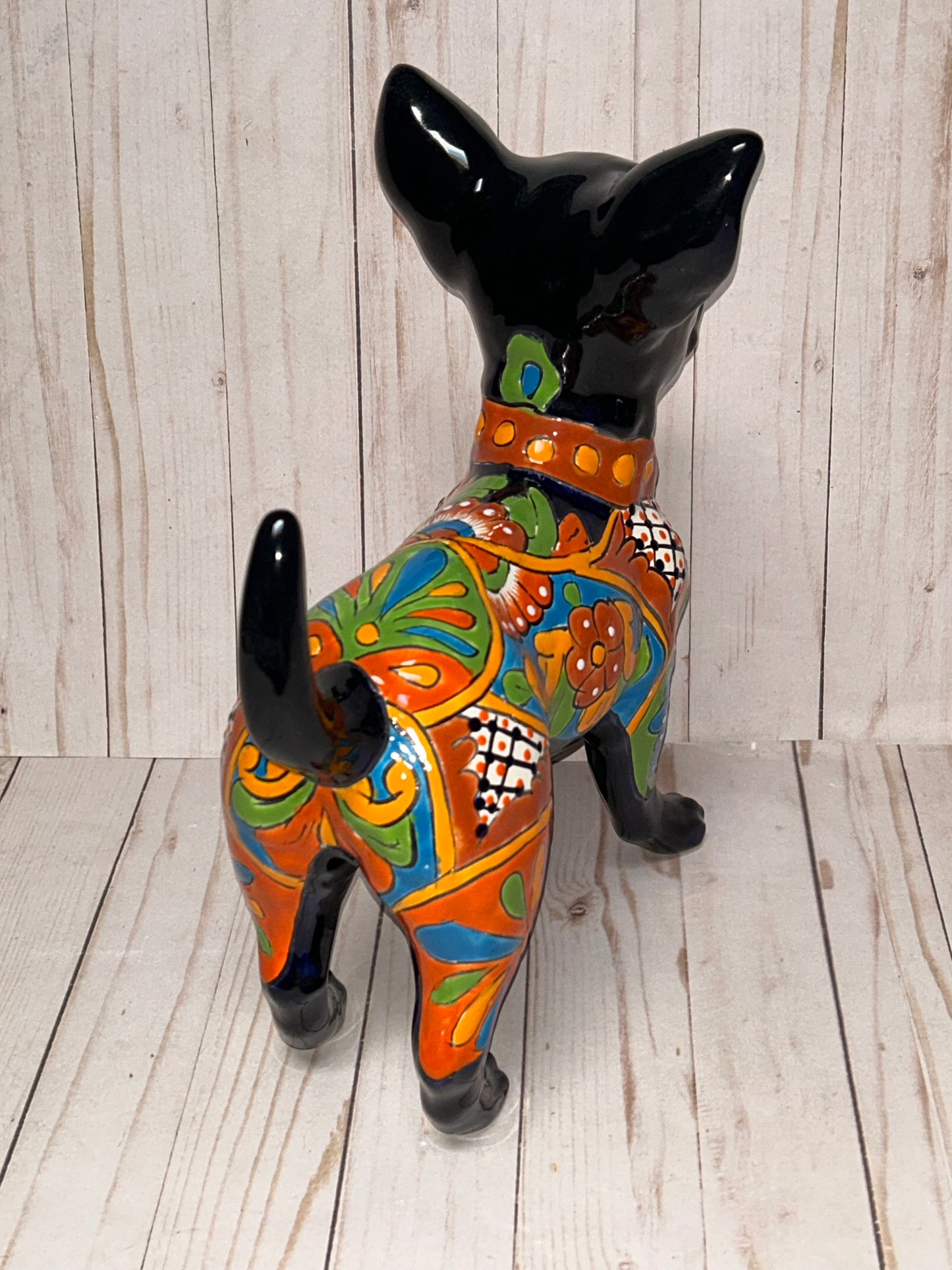 Adorable Large Talavera 13" Tall Ceramic Standing Chihuahua Dog