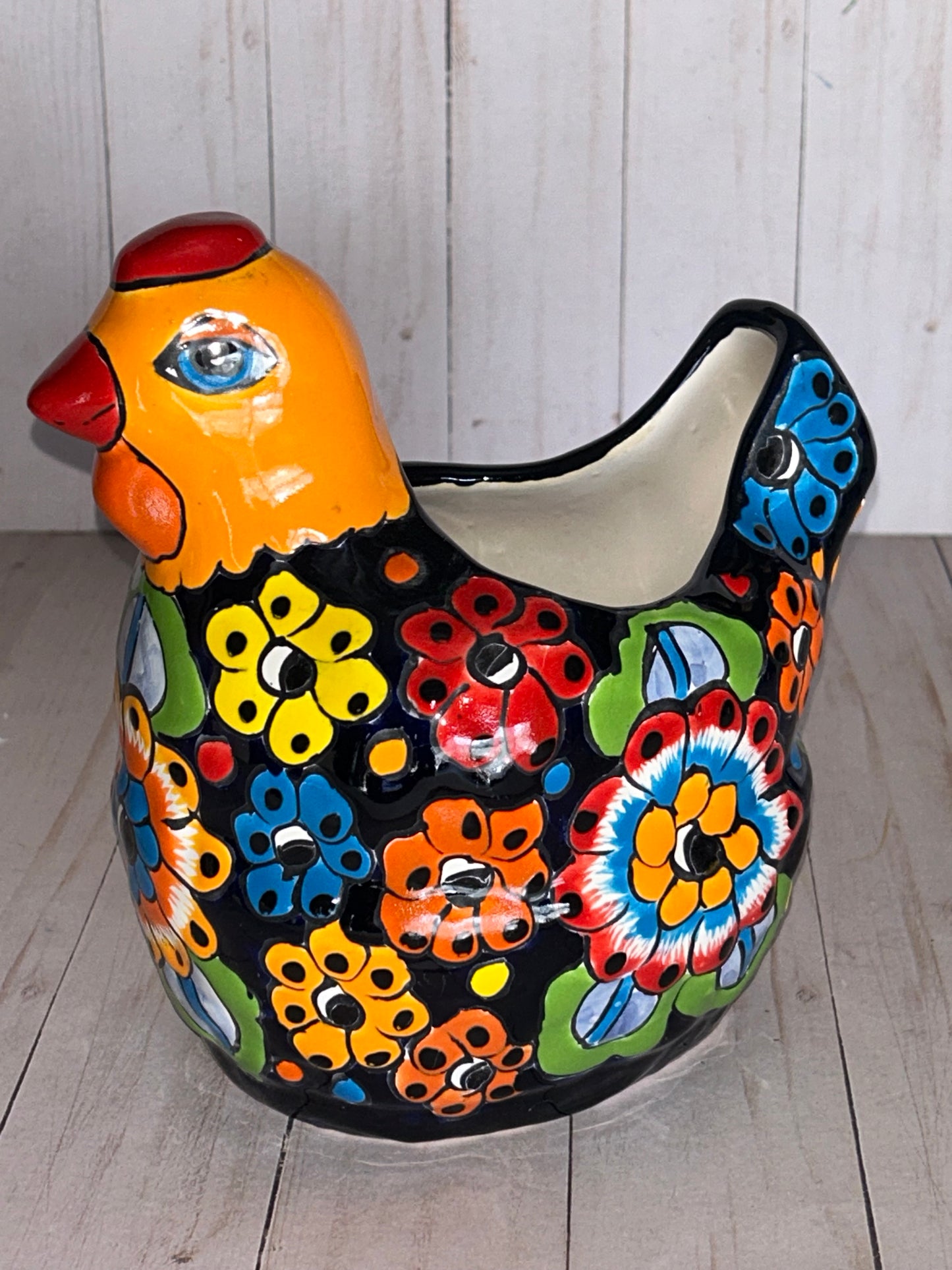 Colorful Talavera Chicken Planters