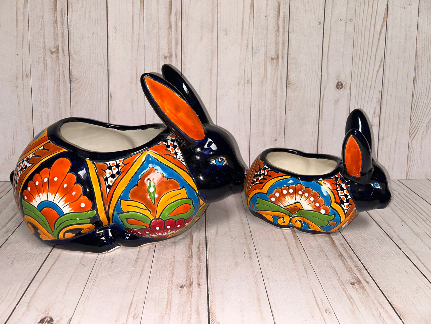 HANDCRAFTED TALAVERA RABBITS FLOWERPOTS