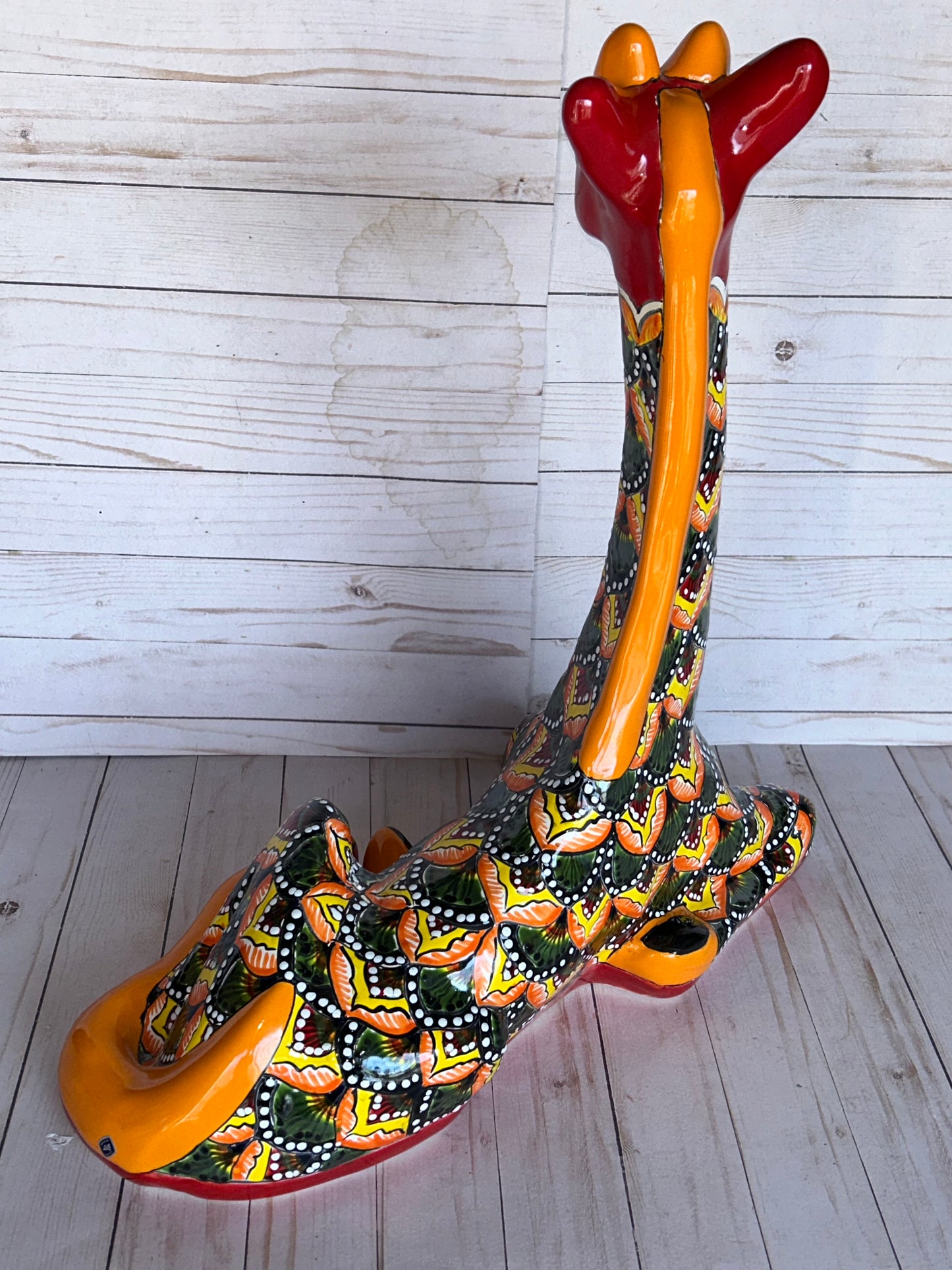 Hand-Painted Talavera Giraffe – Mexican Folk Art Ceramic Figurine