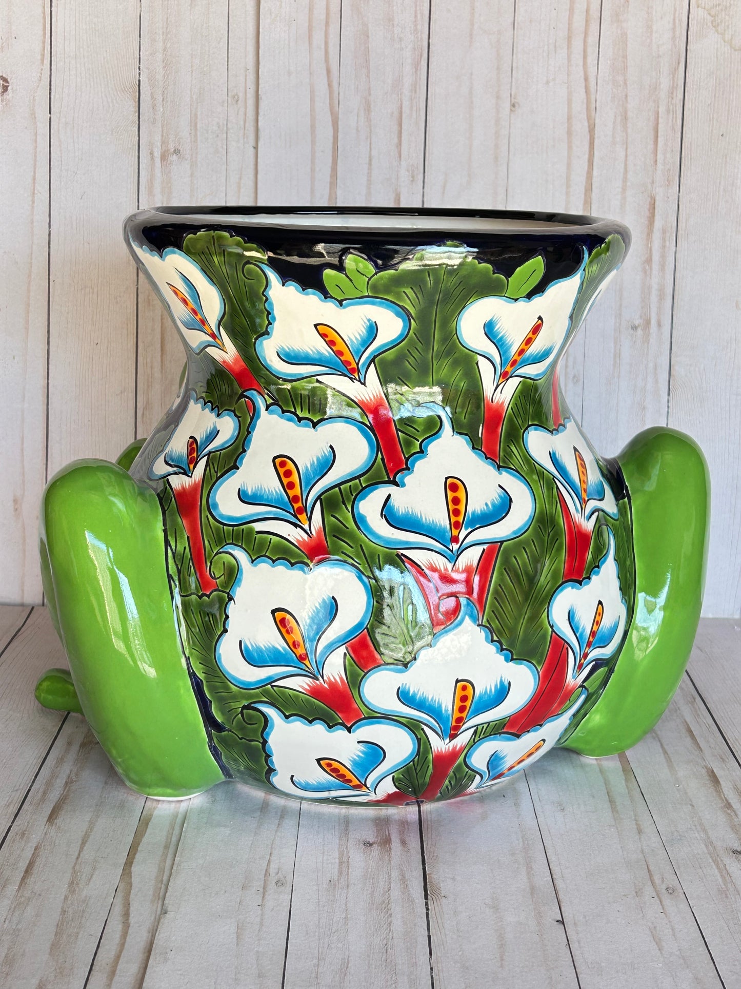 Talavera Frog Planter – Handmade Mexican Ceramic Frog Flower Pot
