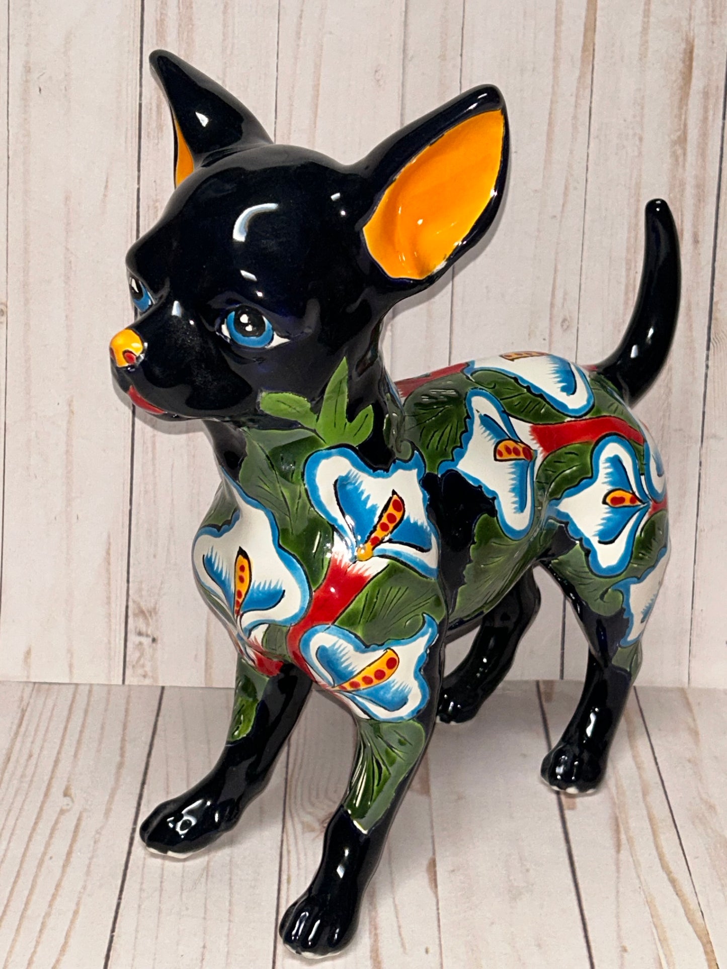 Adorable Large Talavera 13" Tall Ceramic Standing Chihuahua Dog