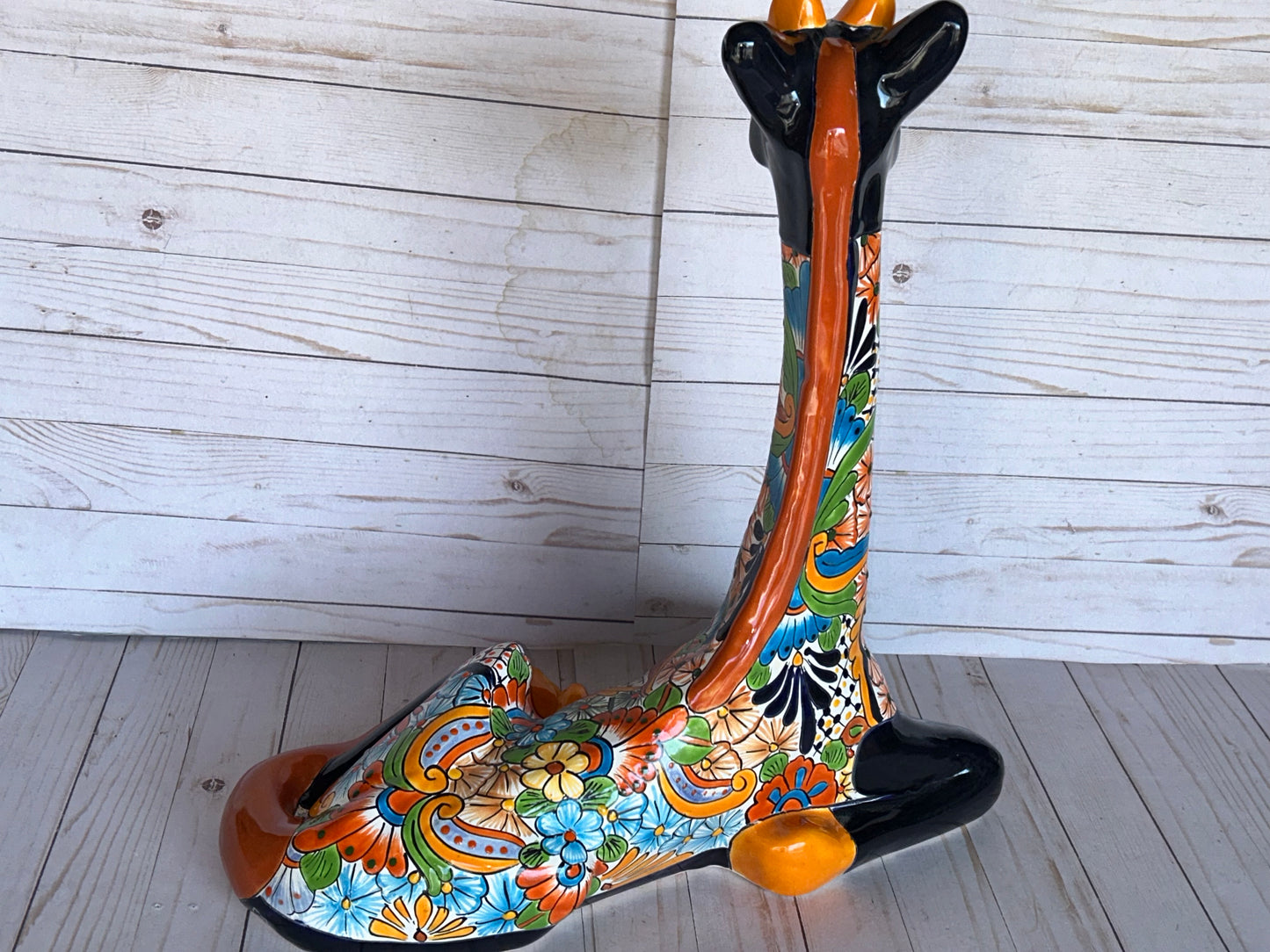 Hand-Painted Talavera Giraffe – Mexican Folk Art Ceramic Figurine