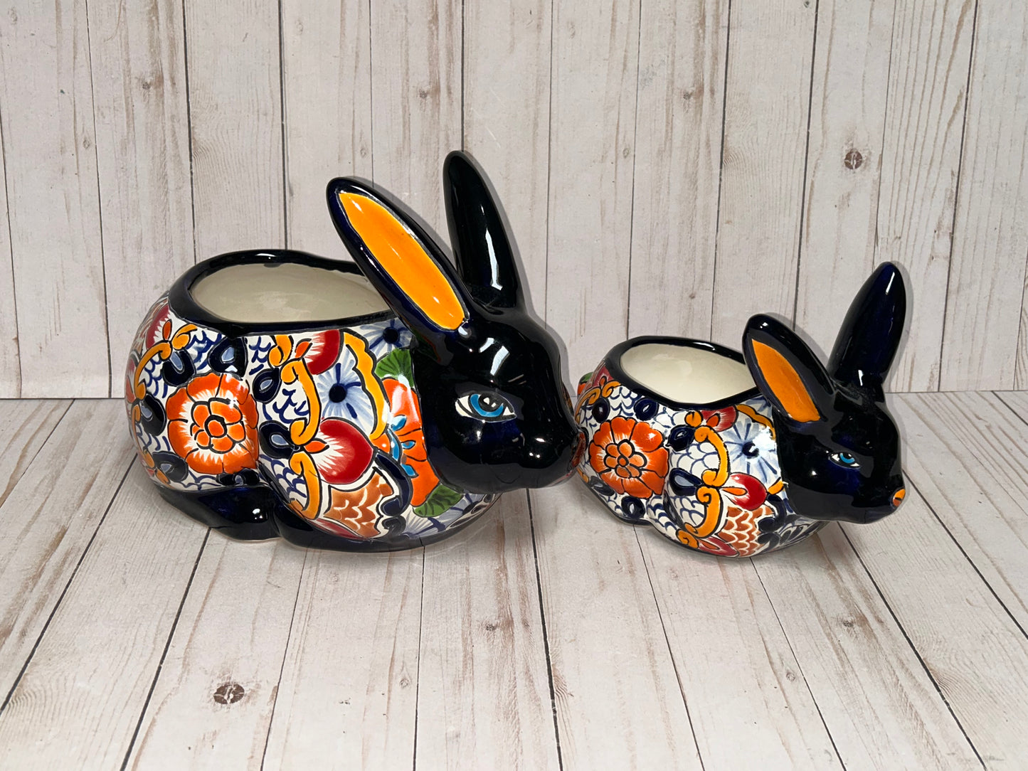 HANDCRAFTED TALAVERA RABBITS FLOWERPOTS