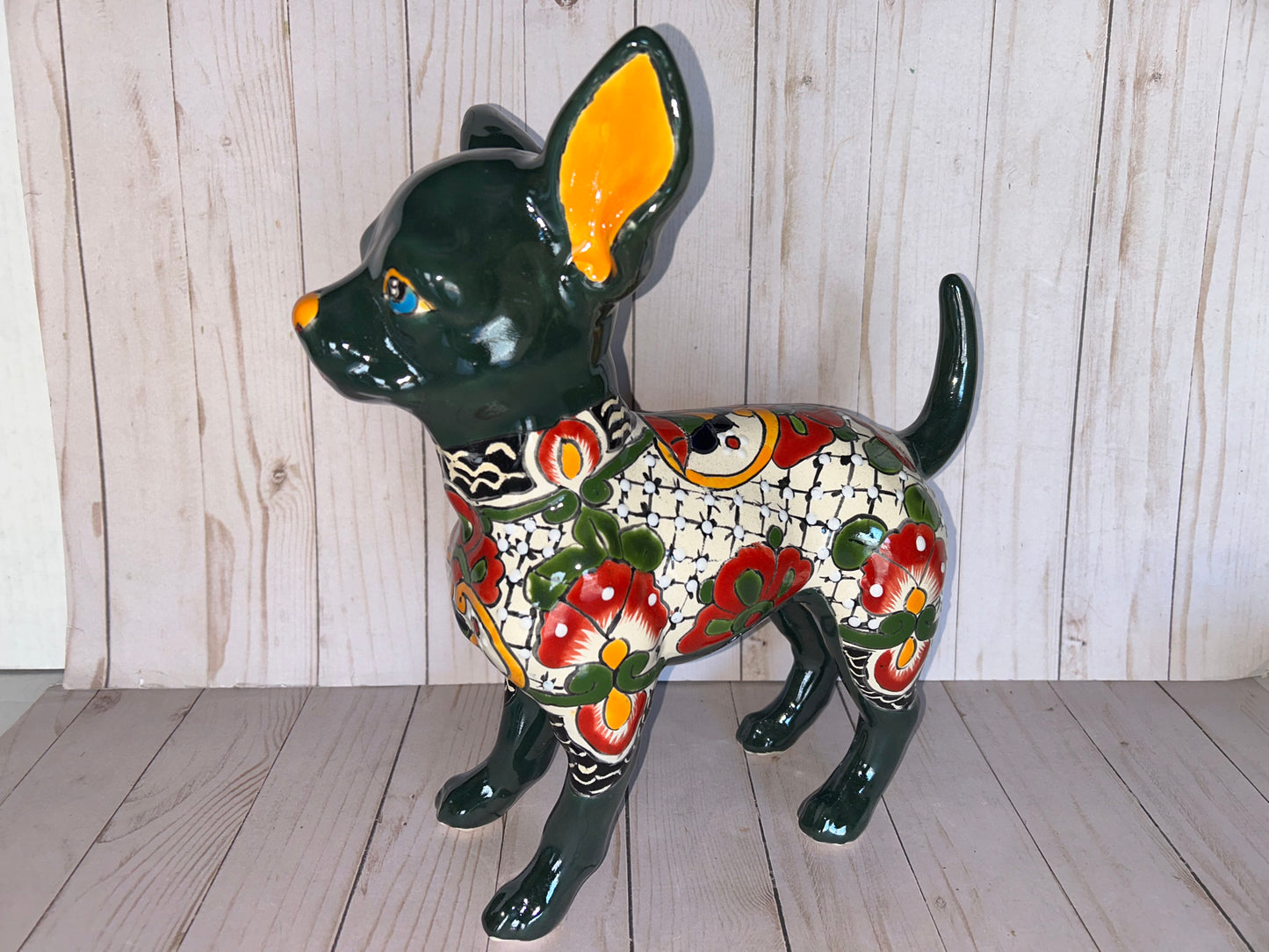 Adorable Large Talavera 13" Tall Ceramic Standing Chihuahua Dog