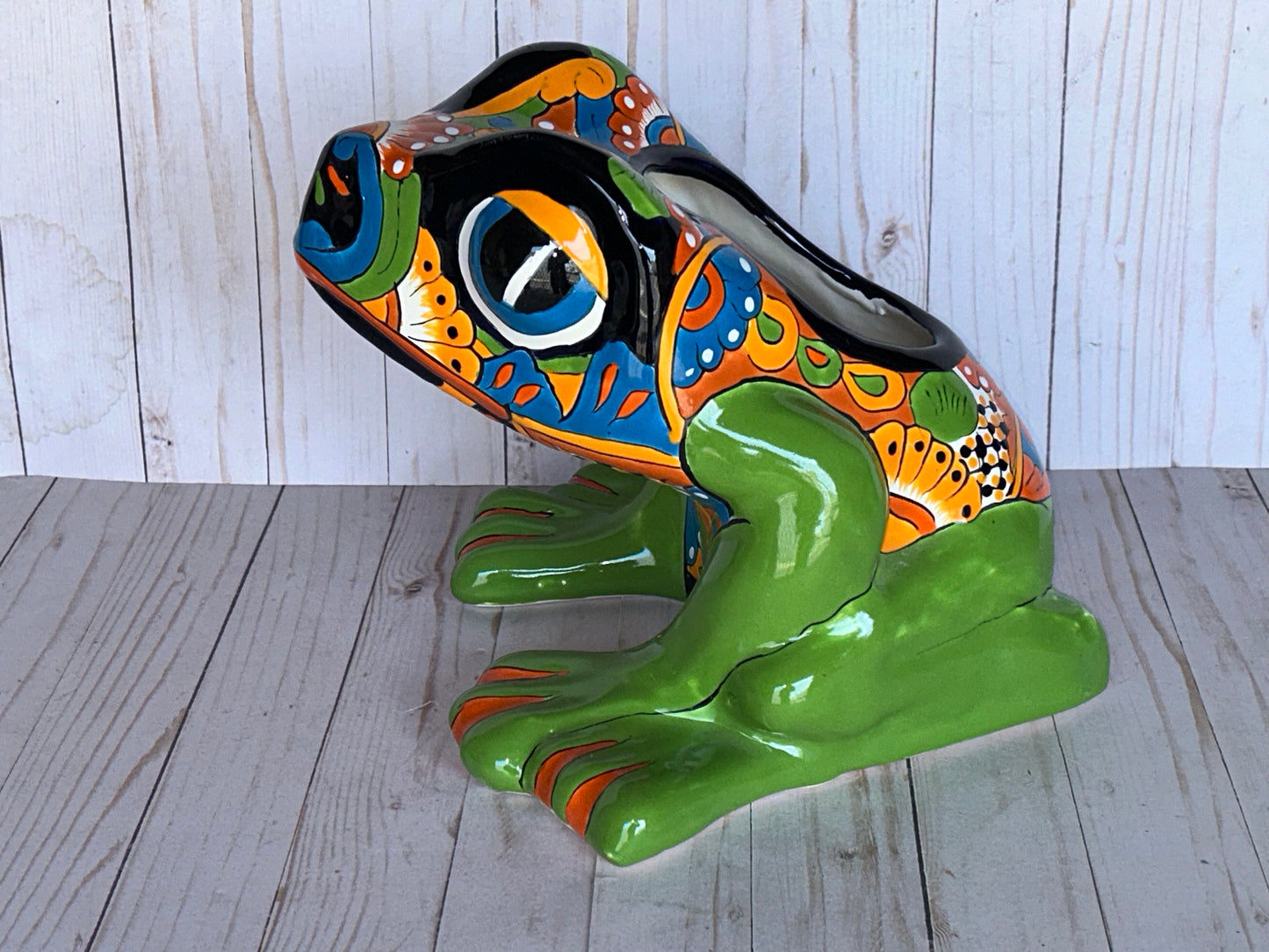 Talavera Flower Planter Frog