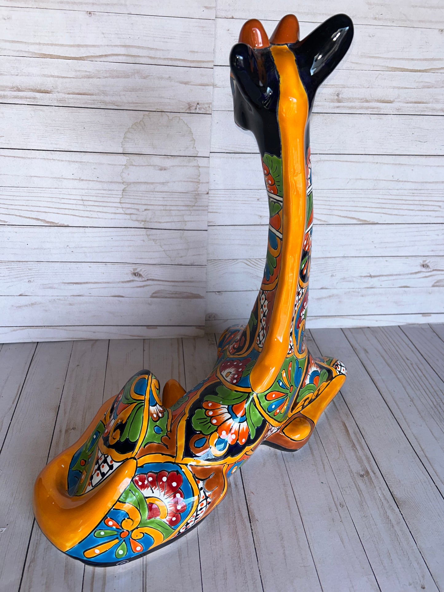 Hand-Painted Talavera Giraffe – Mexican Folk Art Ceramic Figurine