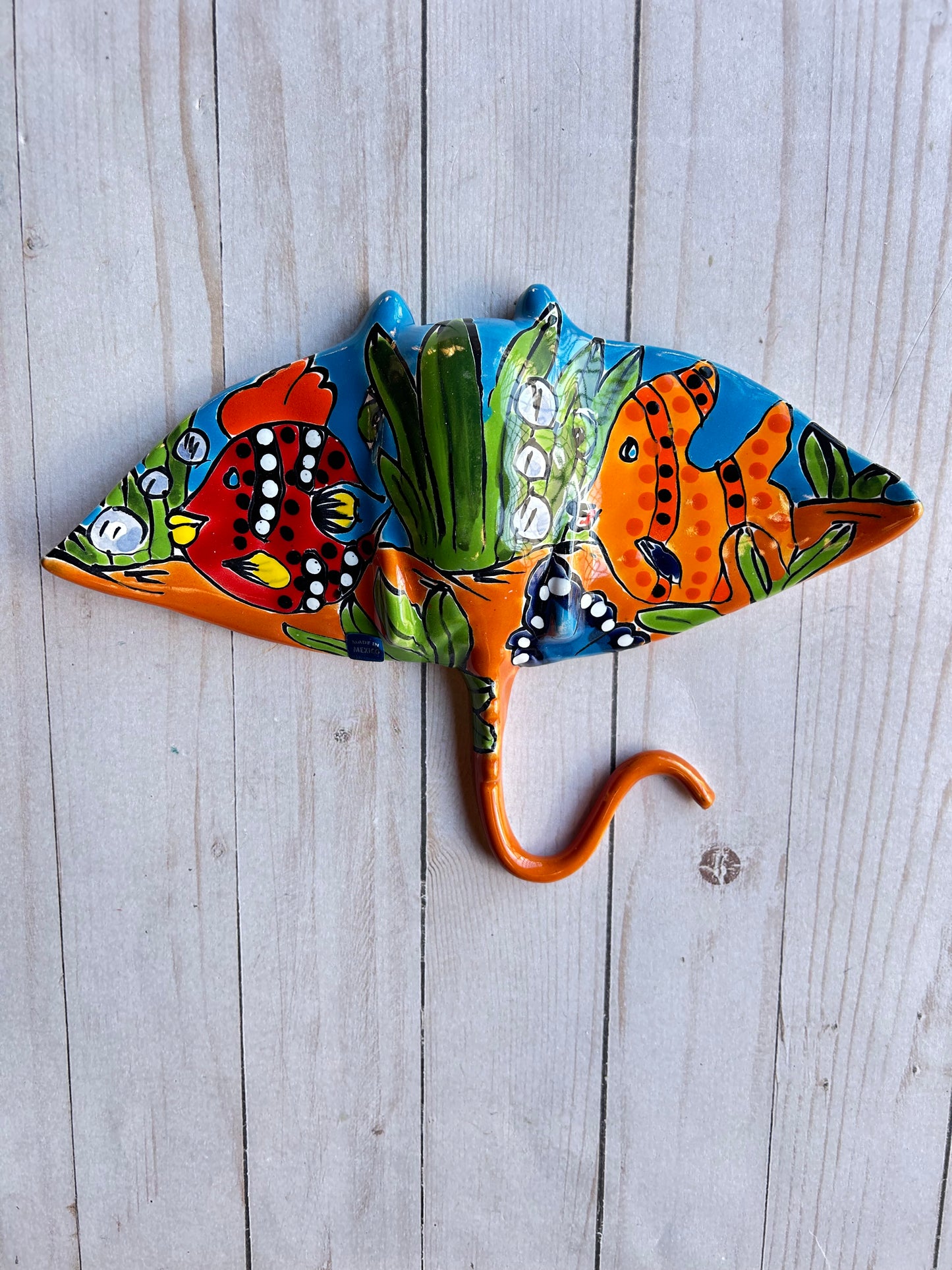 Handcrafted Talavera Ceramic Sculptures Hanging Manta Ray