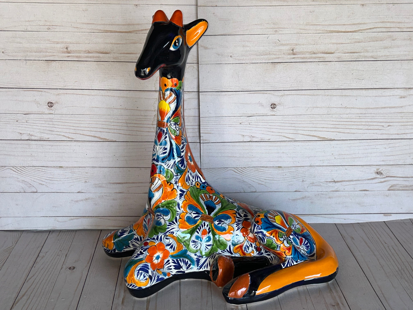 Hand-Painted Talavera Giraffe – Mexican Folk Art Ceramic Figurine