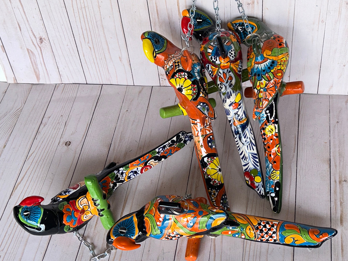 Beautiful Talavera Collection Small Hanging Parrots Choose Color