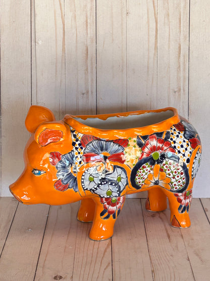 HAND-CRAFTED SMALL TALAVERA PIG PLANTER