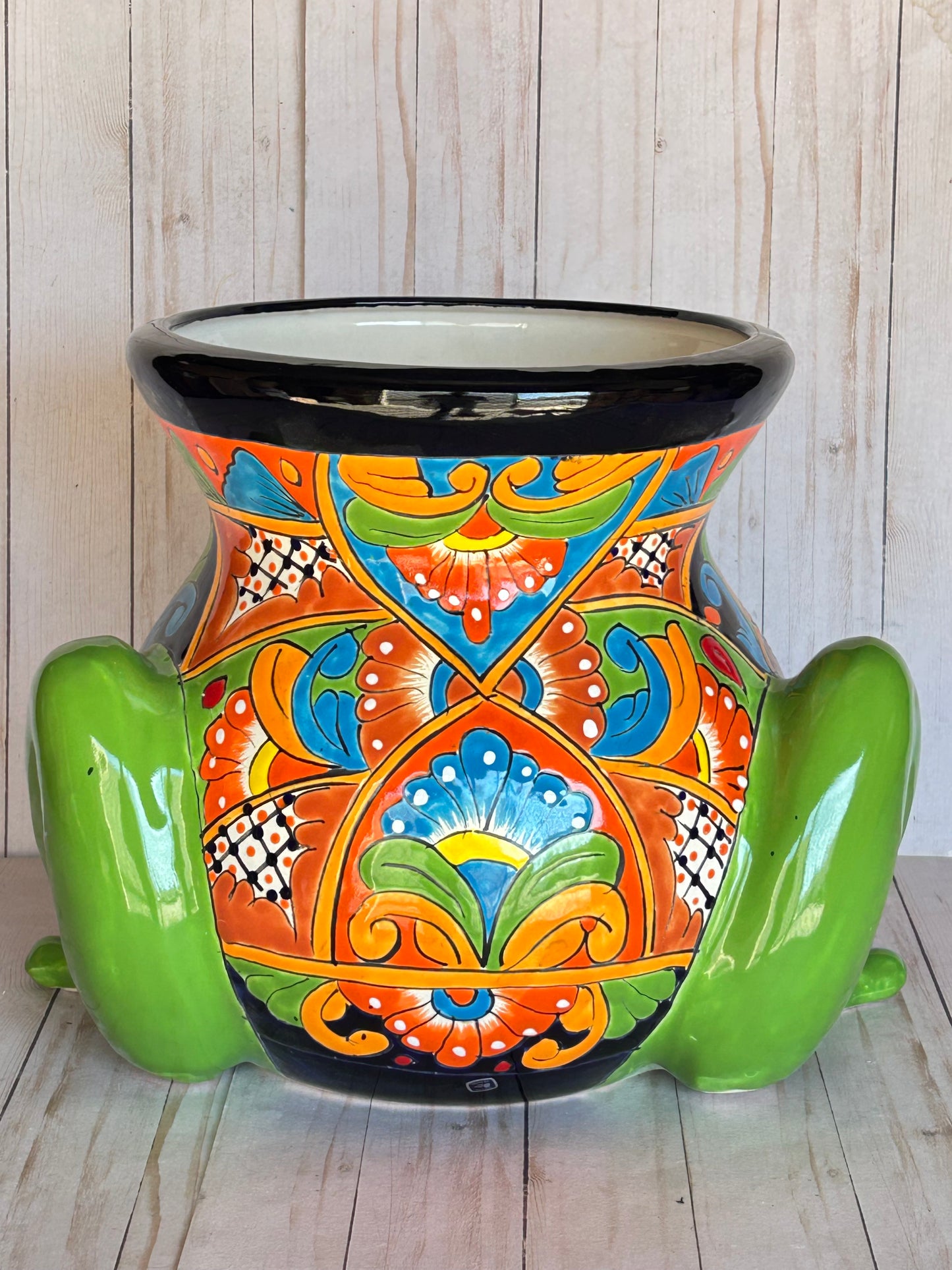 Talavera Frog Planter – Handmade Mexican Ceramic Frog Flower Pot
