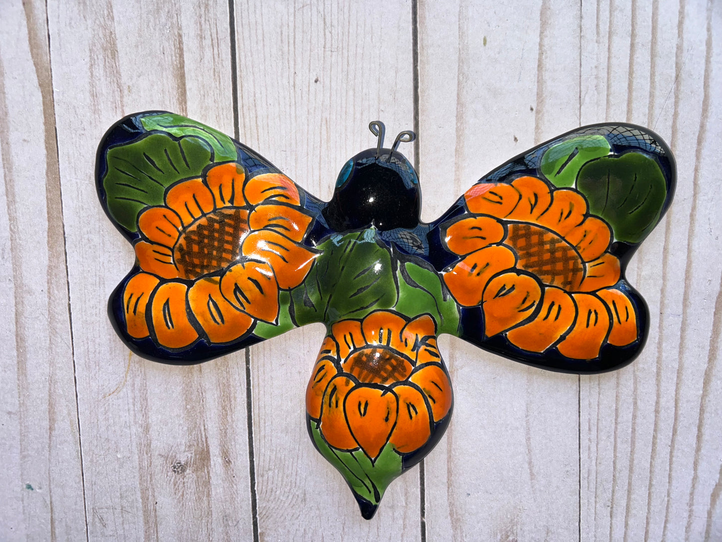 Hand-Painted Talavera Ceramic Wall Bees