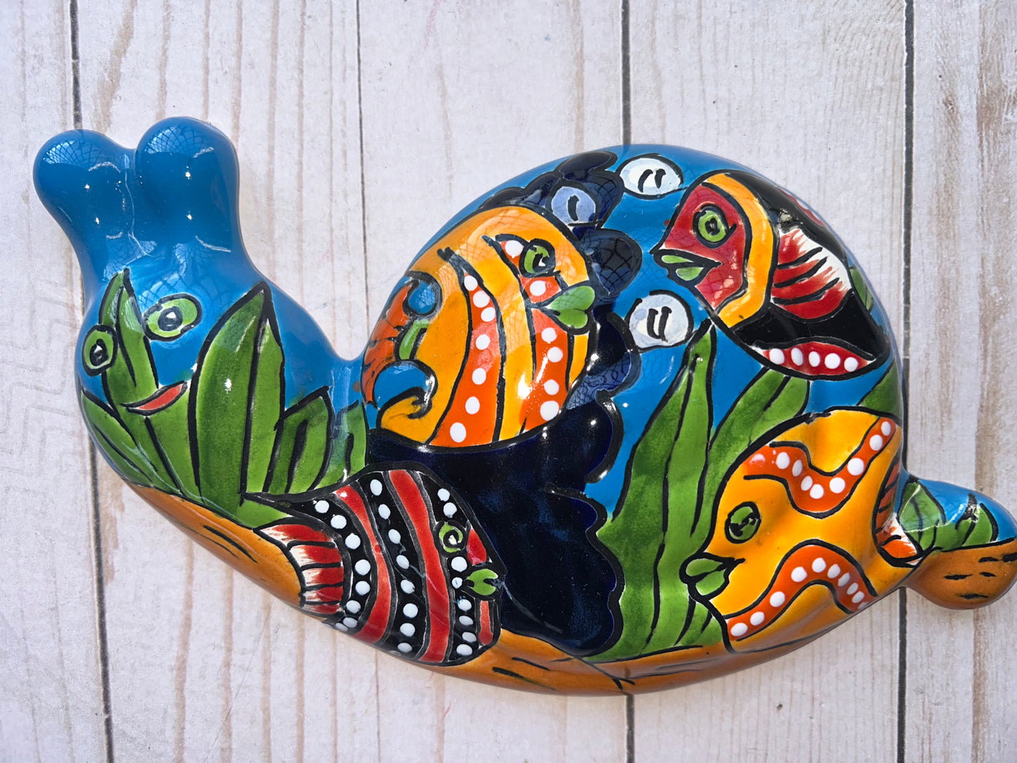 Hand-Painted Talavera Wall Snail Figurines