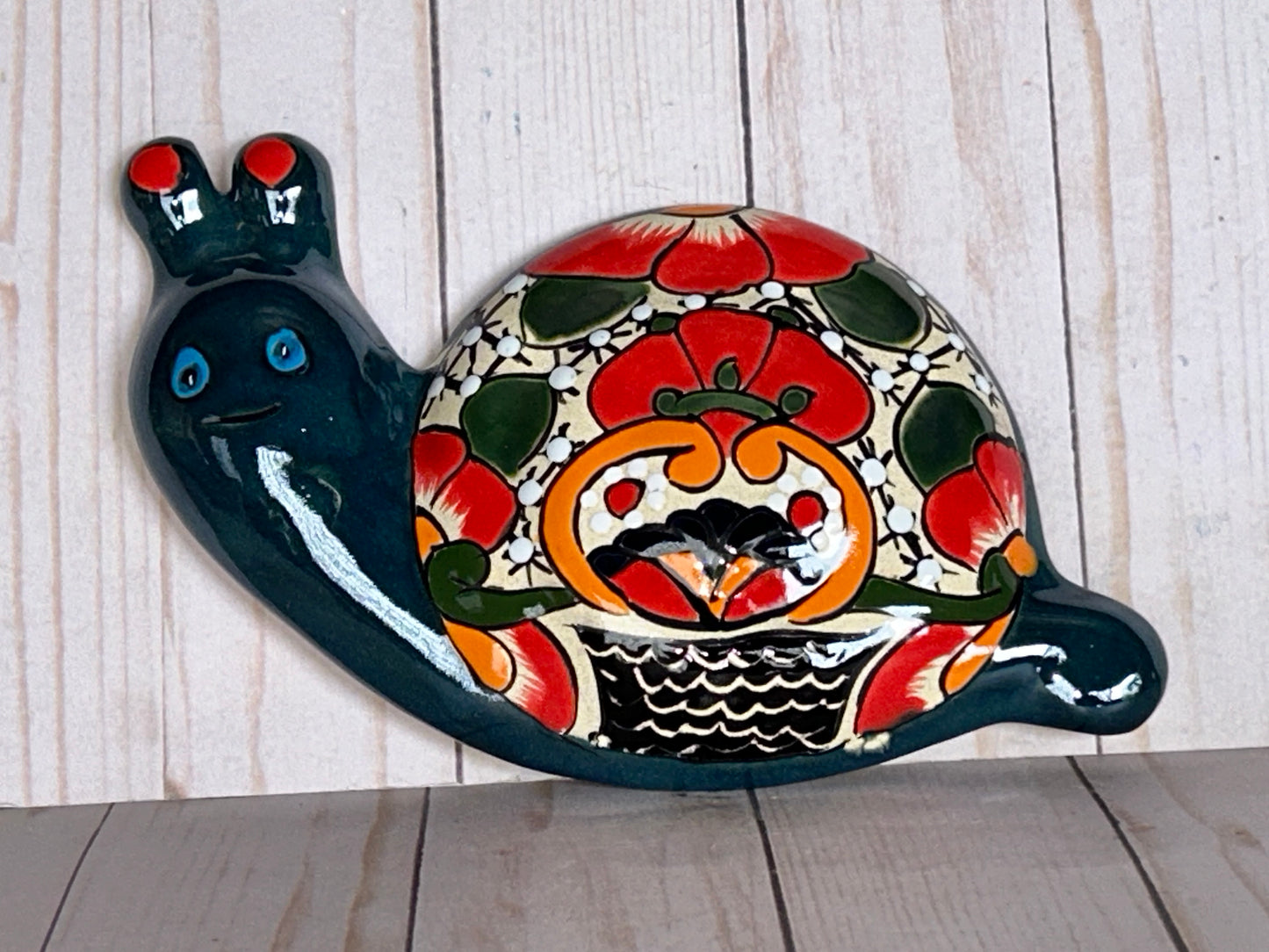 Hand-Painted Talavera Wall Snail Figurines