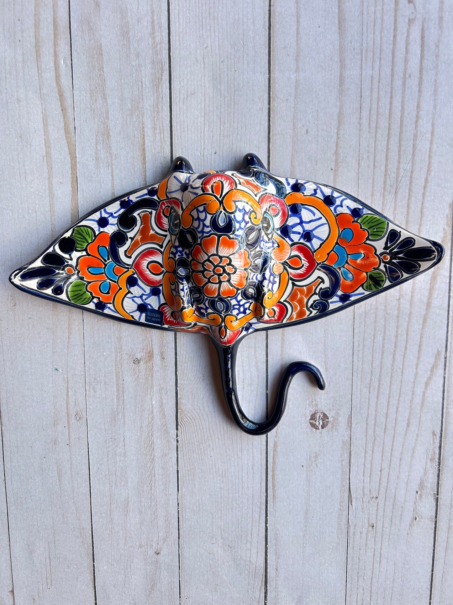 Handcrafted Talavera Ceramic Sculptures Hanging Manta Ray