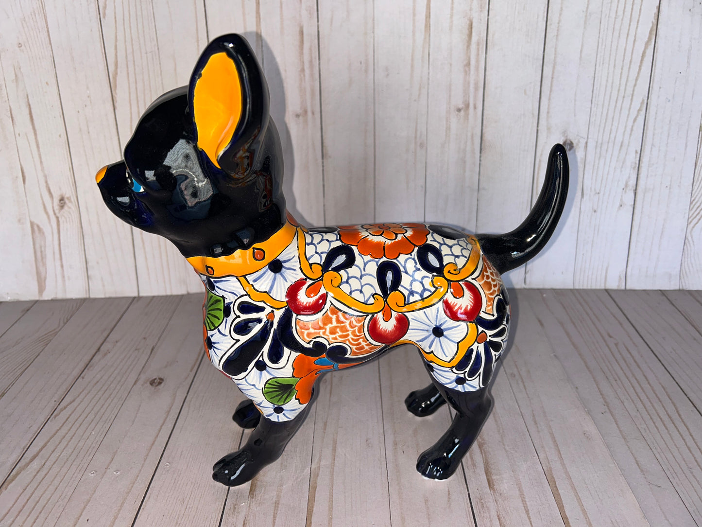 Adorable Large Talavera 13" Tall Ceramic Standing Chihuahua Dog