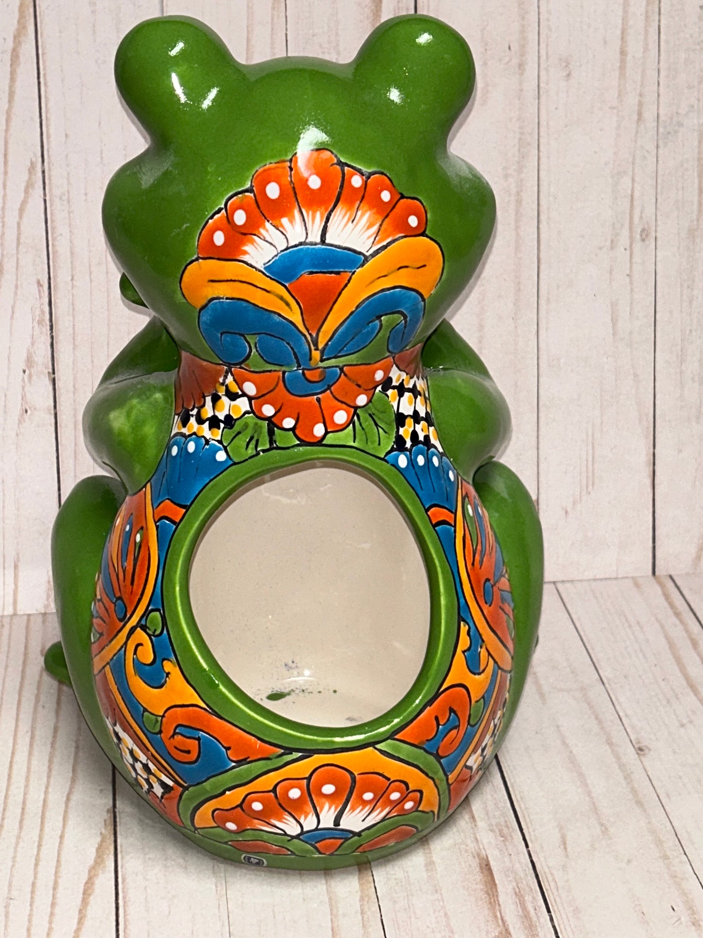 Adorable Talavera Flower Planter Smiling Frog