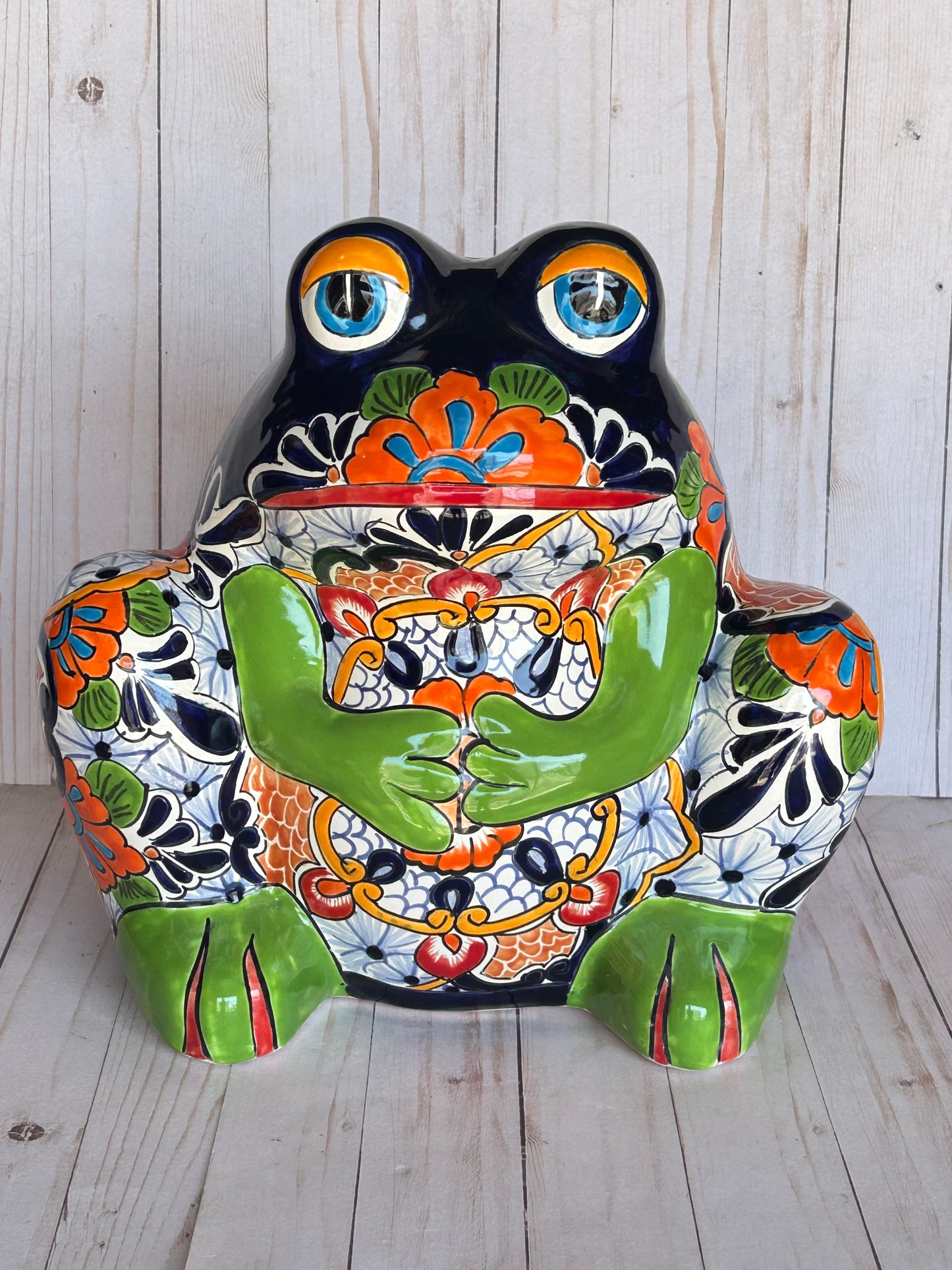 Beautiful Handmade Talavera Bullfrog Flower Planters