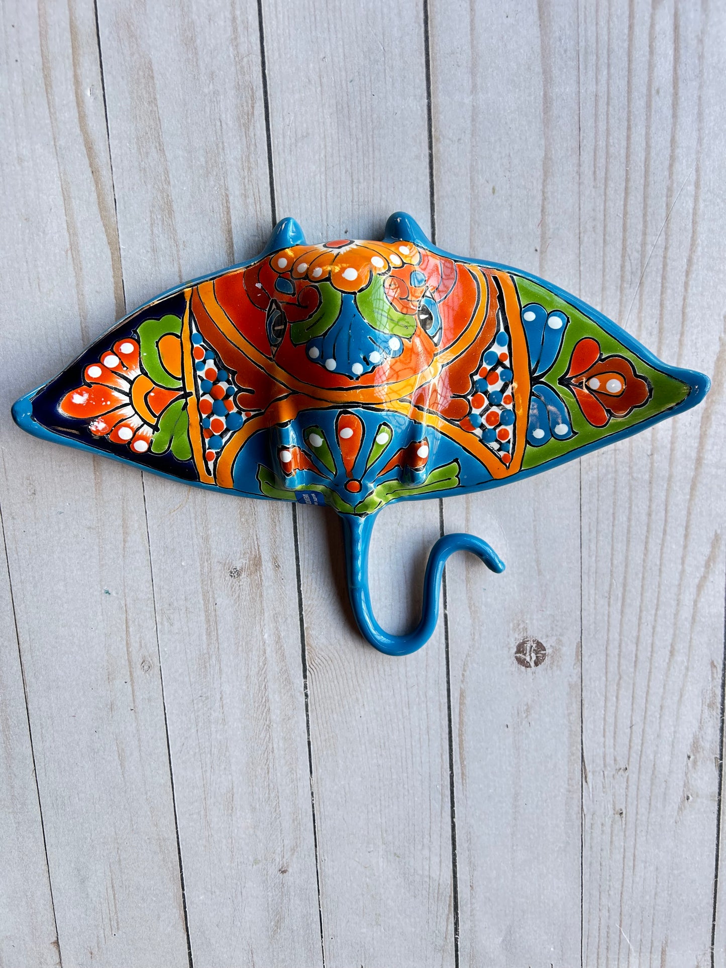 Handcrafted Talavera Ceramic Sculptures Hanging Manta Ray